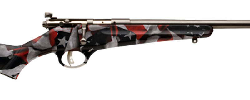 Savage Arms 13801 Rascal  Youth 22 LR 1rd 16.13" Satin Black Sporter Barrel, Satin Black Carbon Steel Receiver, American Flag Fixed Synthetic Stock, Right Hand