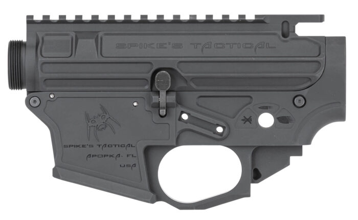 Spikes Tactical STSB920 Upper/Lower Set  AR-15 9mm Compatible w/Glock Mags, Black Hardcoat Anodized