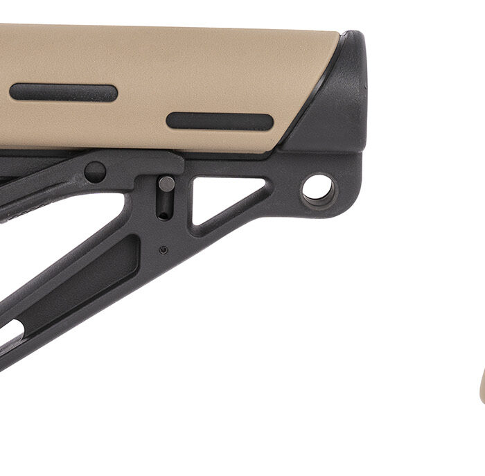 Hogue 15355 OverMolded Collapsible Buttstock Black Synthetic Flat Dark Earth OverMolded Rubber & Flat Dark Earth Rubber Finger Grooved Grip for AR-15, M16 with Commercial Tube (Tube Not Included)