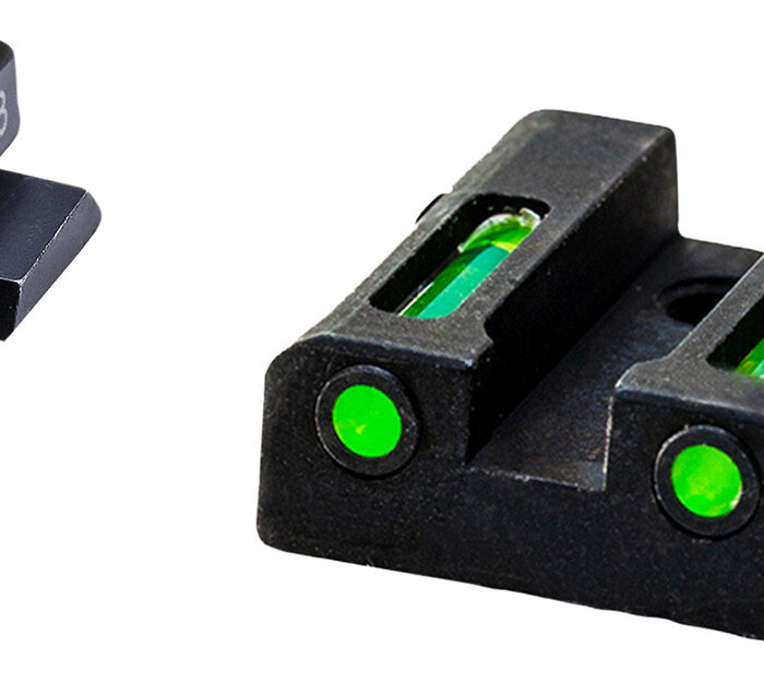 HiViz MPSN521 LiteWave H3 Sight Set for S&W Shield Green Tritium Orange Outline Front Sight-Green Fiber Optic Rear Sight