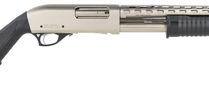 Rock Island AGM5 All Generations  12 Gauge Pump 3" 5+1 18.50" with Heat Shield, Nickel Barrel/Rec, Black Synthetic Furniture, Adj. Comb Stock