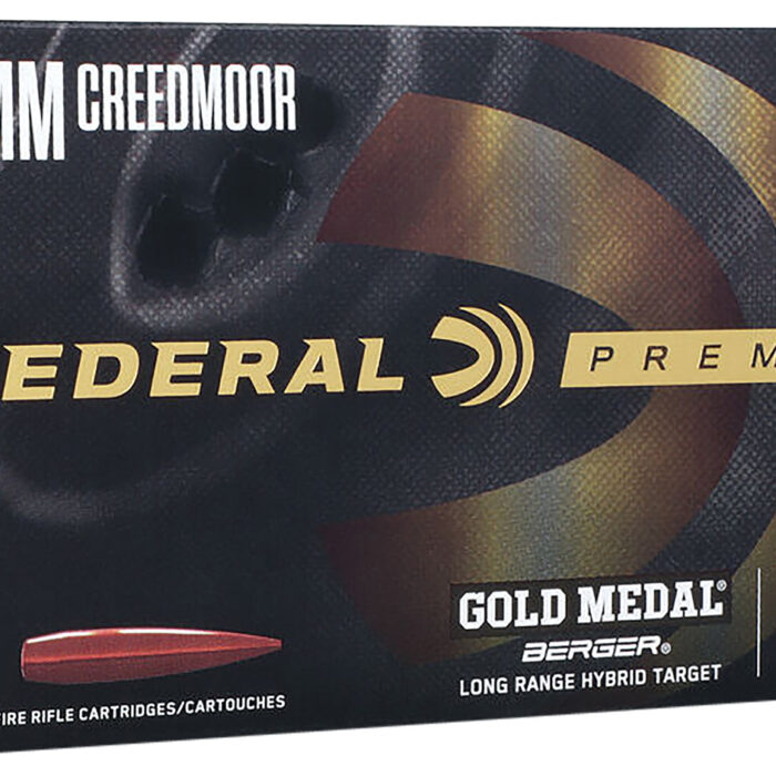 Federal GM6CRDLRHT1 Premium Gold Medal 6mmCreedmoor 109gr Berger Long Range Hybrid Target 20 Per Box/10 Case