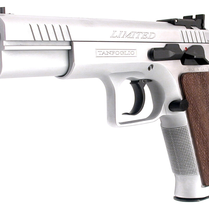 Tanfoglio IFG TF-LIMPRO-10 Defiant Limited Pro 10mm Auto Caliber with 4.80" Barrel, 13+1 Capacity, Overall Hard Chrome Finish Steel, Beavertail Frame, Serrated Slide & Brown Polymer Grip