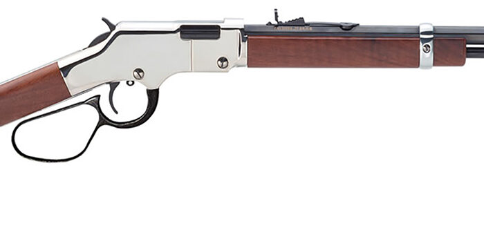 Henry H004SL Golden Boy Silver Large Loop 22 Short, 22 Long or 22 LR Caliber with 16 LR/21 Short Capacity, 20" Blued Barrel, Nickel-Plated Metal Finish & American Walnut Stock Right Hand (Full Size)