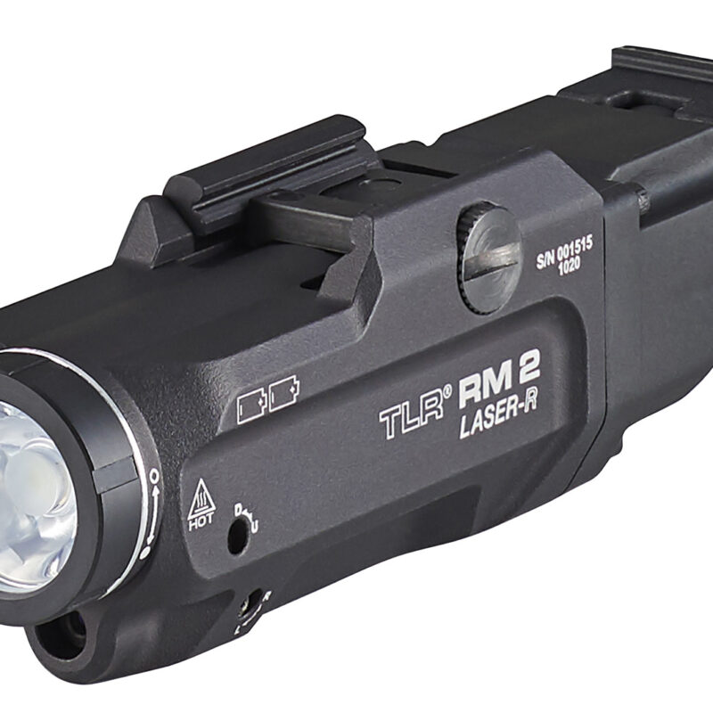 Streamlight 69448 TLR-2 RM w/Laser Black Aluminum, 1,000 Lumens White LED Bulb/Red Laser 297 Meters Beam, Picatinny Rail Mount