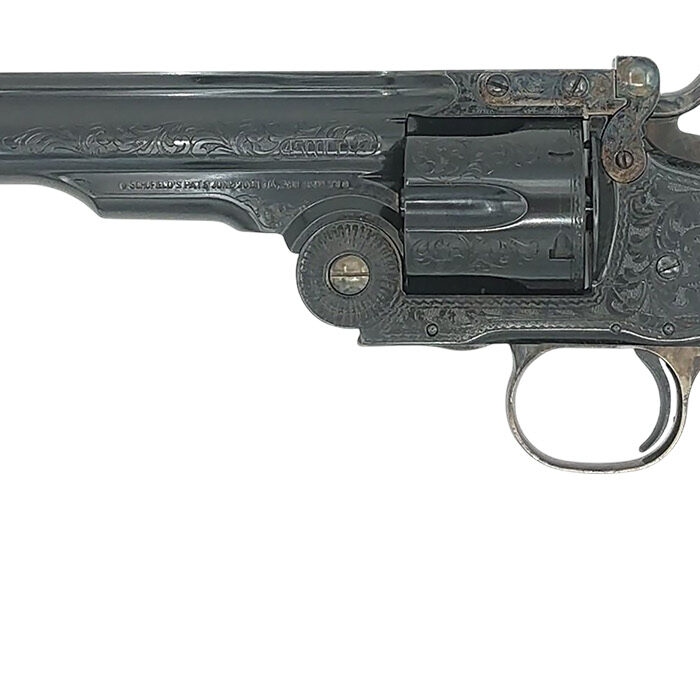 Taylors & Company 550652 Top Break Schofield 44-40 Win Caliber with 7" Barrel, 6rd Capacity Cylinder, Overall Blued Engraved Finish Steel & Walnut Grip