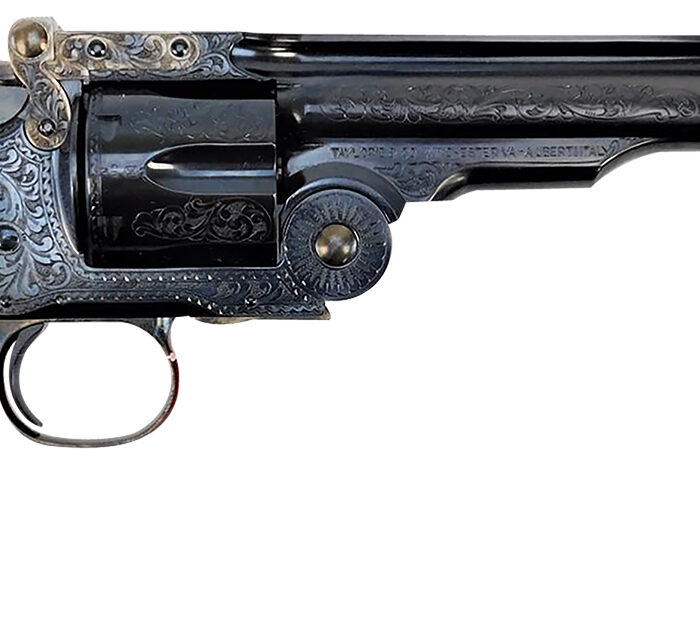 Taylors & Company 550644 Top Break Schofield 45 Colt (LC) 6rd 7" Blued Engraved Steel Walnut Grip