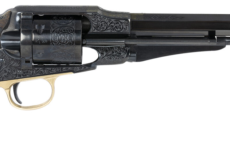 Taylors & Company 550761 Remington Conversion LawDawg 45 Colt (LC) Caliber with 8" Barrel, 6rd Capacity Cylinder, Overall Blued Engraved Finish Steel & 2-Piece Ivory Grip