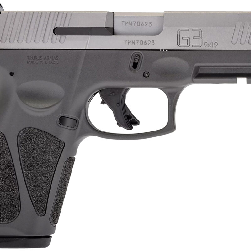 Taurus 1G3B949G15 G3  Full Size Frame 9mm Luger 15+1 4" Matte Stainless Steel Barrel, Matte Serrated Stainless Steel Slide, Gray Polymer Frame w/Picatinny Rail, Gray Polymer Grip, Right Hand