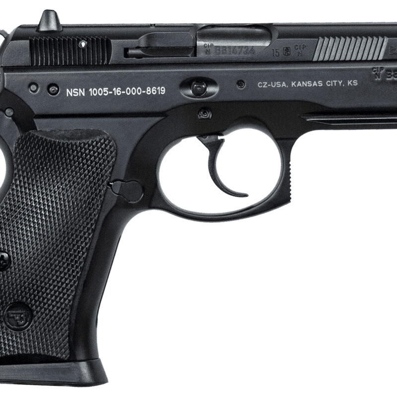 CZ-USA 91199 P-01  9mm Luger 15+1, 3.75" Steel Barrel, Black Serrated Steel Slide, Black Polycoat Aluminum Frame w/Beavertail, Black Rubber Grip