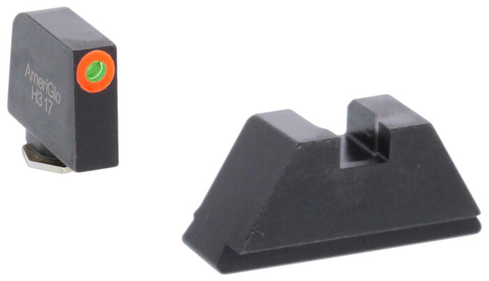 AmeriGlo GL511 Optic Compatible Sight Set for Glock  XL Tall Green Tritium Orange Outline Front Sight-Green Tritium Black Rear Sight