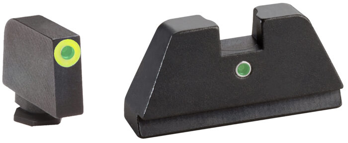 AmeriGlo GL391 Optic Compatible Sight Set for Glock  XL Tall Green Tritium LumiGreen Outline Front Sight-Green Tritium  Rear Sight
