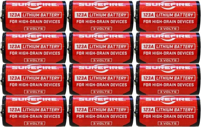 SureFire SF12ABBCS 123A Batteries  Red/Black 3.0 Volts 1,550 mAh (12) Single Package Clamshell