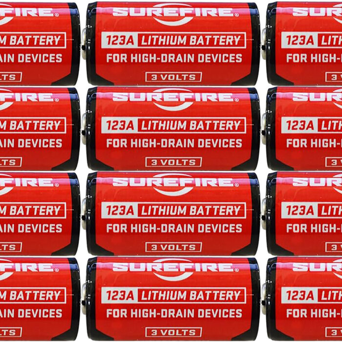 SureFire SF12ABBCS 123A Batteries  Red/Black 3.0 Volts 1,550 mAh (12) Single Package Clamshell