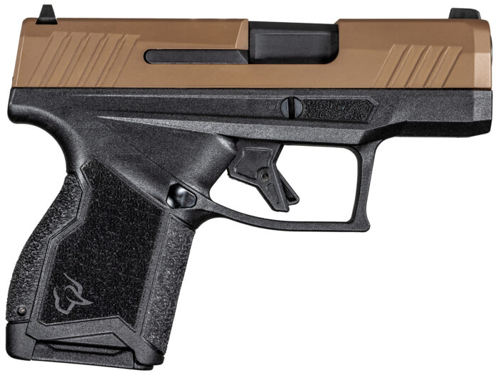 Taurus 1GX4M93E GX4 Micro-Compact 9mm Luger Caliber with 3.06" Barrel, 11+1 Capacity, Black Finish Frame, Serrated Coyote Cerakote Steel Slide &  Interchangeable Backstrap Grip Includes 2 Mags