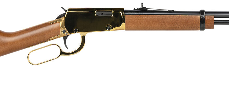 Rossi RL22181WD-GLD1 Rio Bravo  22 LR 15+1 18" Polished Black Barrel, Gold Metal Rec, Hardwood Furniture