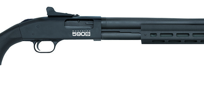 Mossberg 51602 590S  Full Size 12 Gauge Pump 3" 13+1 20" Matte Blued Steel Barrel, Black Anodized Engraved Stainless Steel Receiver, Black Synthetic Stock, Right Hand, Accu-Choke