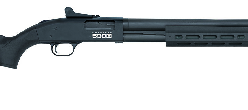 Mossberg 51602 590S  Full Size 12 Gauge Pump 3" 13+1 20" Matte Blued Steel Barrel, Black Anodized Engraved Stainless Steel Receiver, Black Synthetic Stock, Right Hand, Accu-Choke