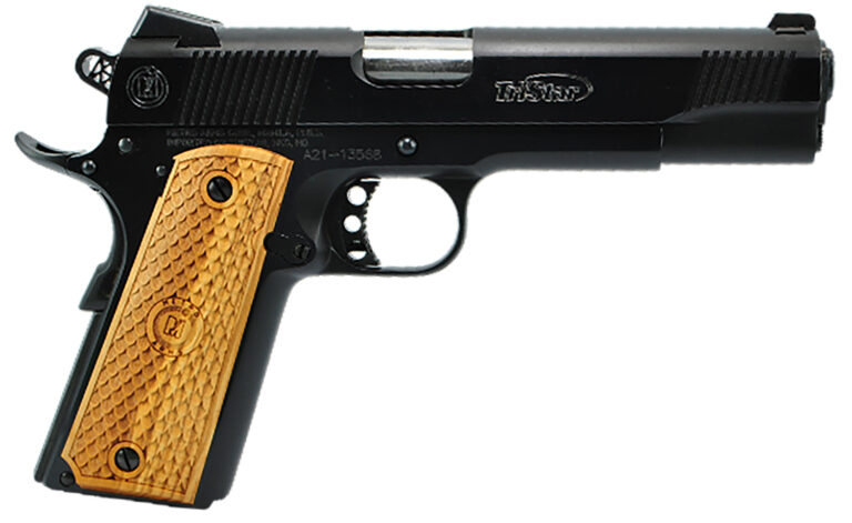 TriStar 85617 American Classic II 1911 10mm Auto 8+1, 5" Stainless Steel Barrel, Blued Serrated Steel Slide, Blued Steel Frame w/Beavertail, Wood Grip