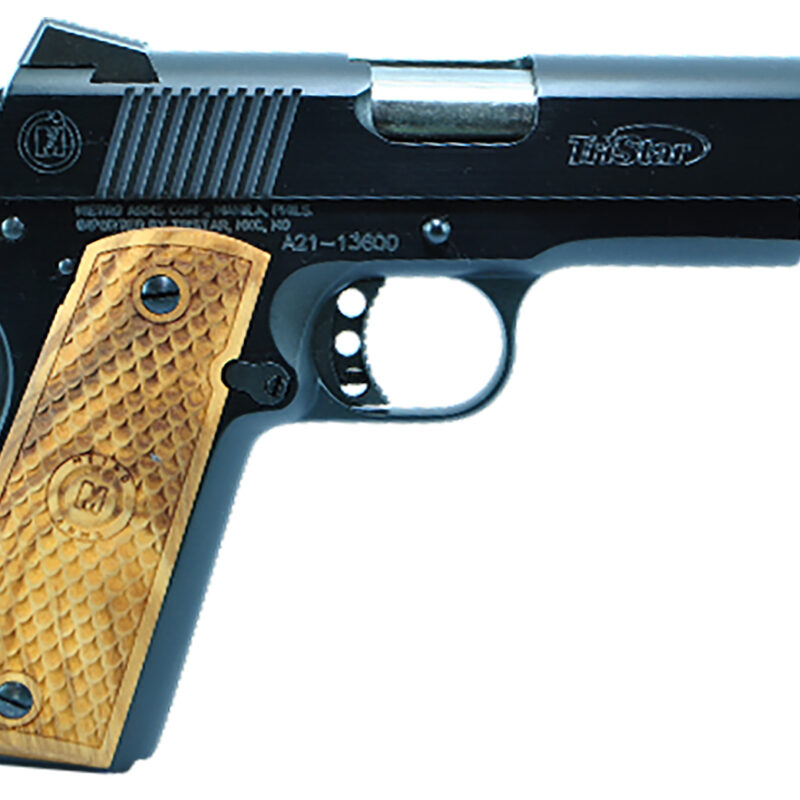 TriStar 85624 American Classic Commander 1911 9mm Luger 9+1 4.25" Stainless Steel Barrel, Blued Serrated Steel Slide, Blued Steel Frame w/Beavertail, Wood Grip