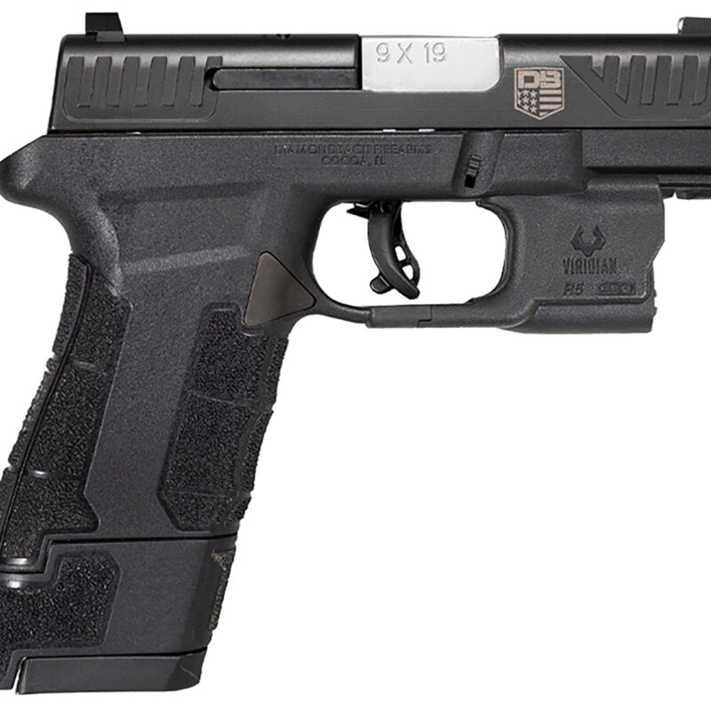 Diamondback DB0301P001 DBAM29 Sub-Compact 9mm Luger 3.50" 12+1,17+1 Overall Black Finish with Serrated Nitride Stainless Steel Slide, Polymer Grip & Picatinny Rail Includes Viridian Laser & Holster