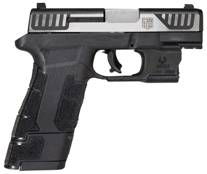 Diamondback DB0301P031 AM2 w/Laser Sub-Compact Frame 9mm Luger 17+1, 3.50" Stainless Steel Barrel, Serrated Stainless Steel Slide, Black Polymer Frame w/Picatinny Rail & Polymer Grip, Viridian Laser