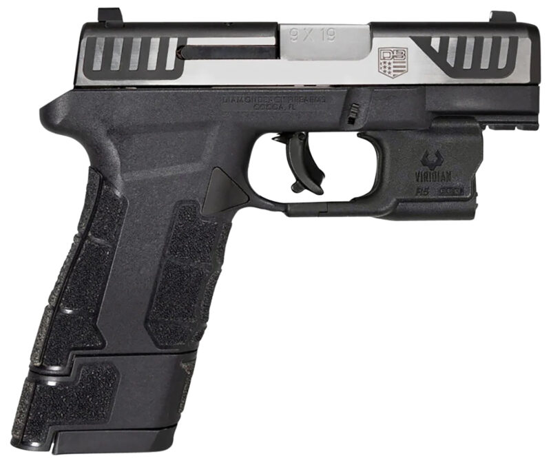 Diamondback DB0301P031 AM2 w/Laser Sub-Compact Frame 9mm Luger 17+1, 3.50" Stainless Steel Barrel, Serrated Stainless Steel Slide, Black Polymer Frame w/Picatinny Rail & Polymer Grip, Viridian Laser