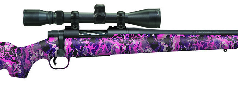 Mossberg 28142 Patriot Super Bantam 243 Win Caliber with 5+1 Capacity, 20" Fluted Barrel, Matte Blued Metal Finish & Muddy Girl Wild Synthetic Stock Right Hand (Youth) Includes 3-9x40mm Scope