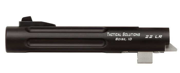 Tactical Solutions TL55TEMBRF Trail-Lite Barrel 22 LR 5.50" Black Matte Finish 6061-T6 Aluminum Material with Fluting, Threading & Fiber Optic Front Sight for Browning Buck Mark