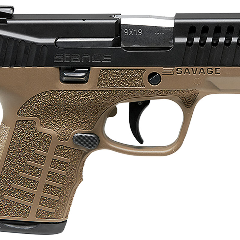 Savage Arms 67007 Stance  9mm Luger 8+1 3.20" Stainless Steel Barrel, Black Nitride Ported/Serrated Steel Slide, Flat Dark Earth Polymer Frame, Interchangeable Backstrap Grip, Ambidextrous