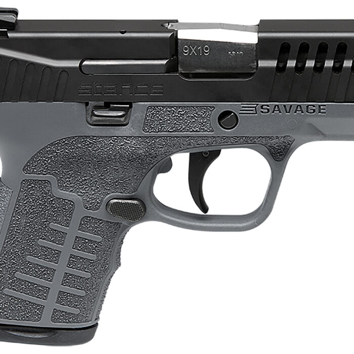 Savage Arms 67011 Stance  9mm Luger 8+1 3.20" Stainless Steel Barrel, Black Nitride Ported/Serrated Steel Slide, Gray Polymer Frame, Interchangeable Backstrap Grip, Ambidextrous