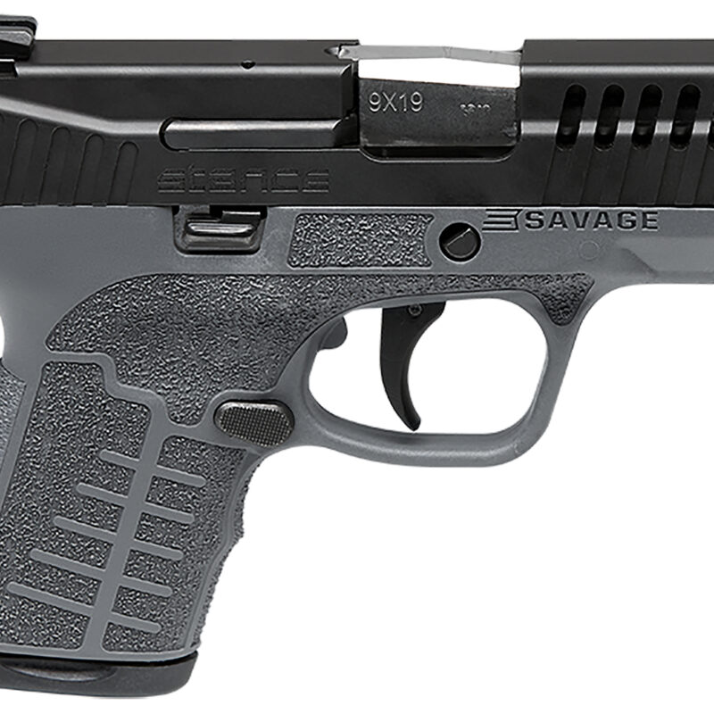 Savage Arms 67011 Stance  9mm Luger 8+1 3.20" Stainless Steel Barrel, Black Nitride Ported/Serrated Steel Slide, Gray Polymer Frame, Interchangeable Backstrap Grip, Ambidextrous