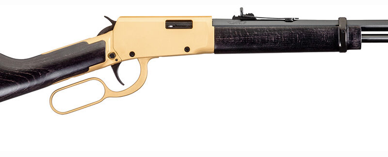 Rossi RL22181WD-GLD2 Rio Bravo  22 LR 15+1 18" Polished Black Barrel, Gold Finish Rec, Black Hardwood Stock