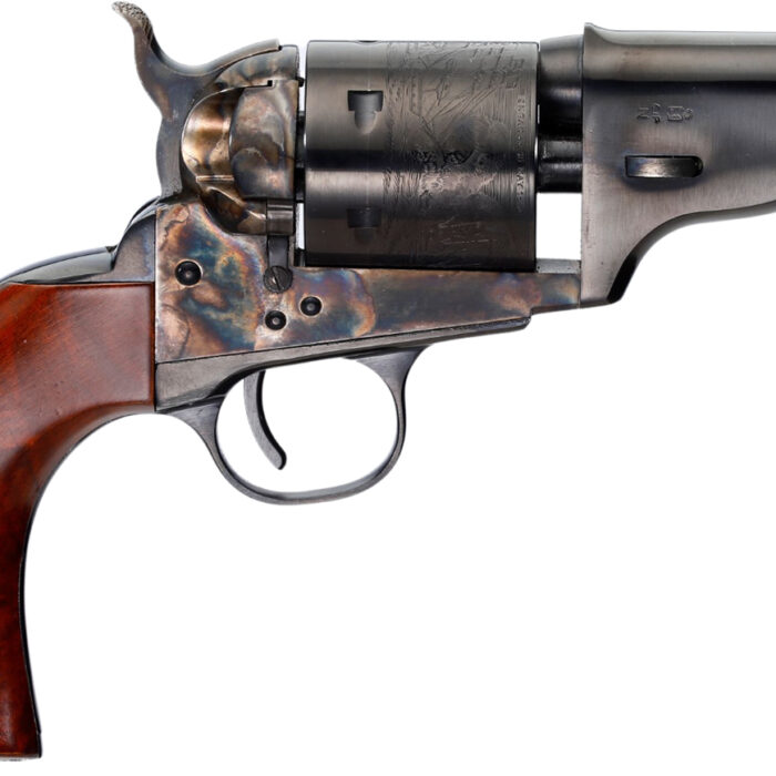 Taylors & Company 550958 The Hickok Open-Top 38 Special Caliber with 3.50" Blued Finish Barrel, 6rd Capacity Blued Finish Cylinder, Color Case Hardened Finish Steel Frame & Walnut Army Size Grip