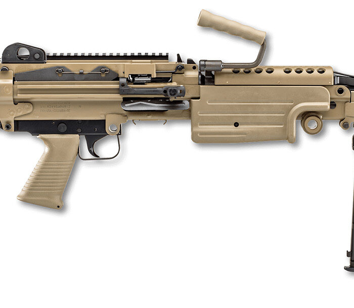 FN 46100170 M249S  5.56x45mm NATO 18.50" Barrel 30+1 Mag Or 200rd Belt Capacity, Flat Dark Earth Fixed Hydraulic Buffer Stock, Non-Slip Buttplate, Optics Ready