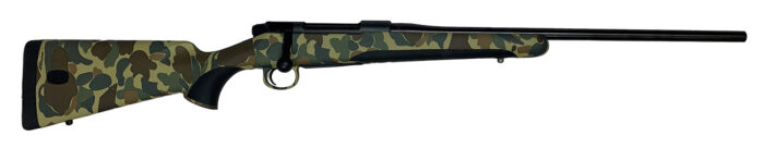 Mauser M18OS7MT M18  7mm Rem Mag 4+1 24.40" Black Steel Threaded Barrel, Black Steel Receiver, Old School Camo Fixed w/Storage Compartment Stock, Right Hand