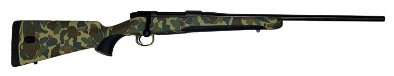 Mauser M18OS7MT M18  7mm Rem Mag 4+1 24.40" Black Steel Threaded Barrel, Black Steel Receiver, Old School Camo Fixed w/Storage Compartment Stock, Right Hand