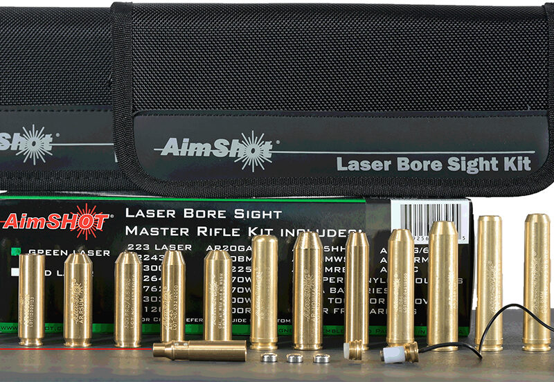 AimShot  Master Kit  Multi-Caliber Bore Sight with Red 650nM Laser, Uses L736 Button Cell Batteries & 2 AAA Batteries for Battery Pack for Rifles (Batteries Not Included)