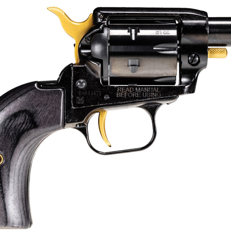 Heritage Mfg BK22B2GLD Barkeep  22 LR 6 Shot, 2.68" Black Oxide Steel Barrel, Black Oxide w/Gold Controls Zinc Alloy Frame, Black Oxide Cylinder, Black Laminate Grip, Manual Safety, Exposed Hammer