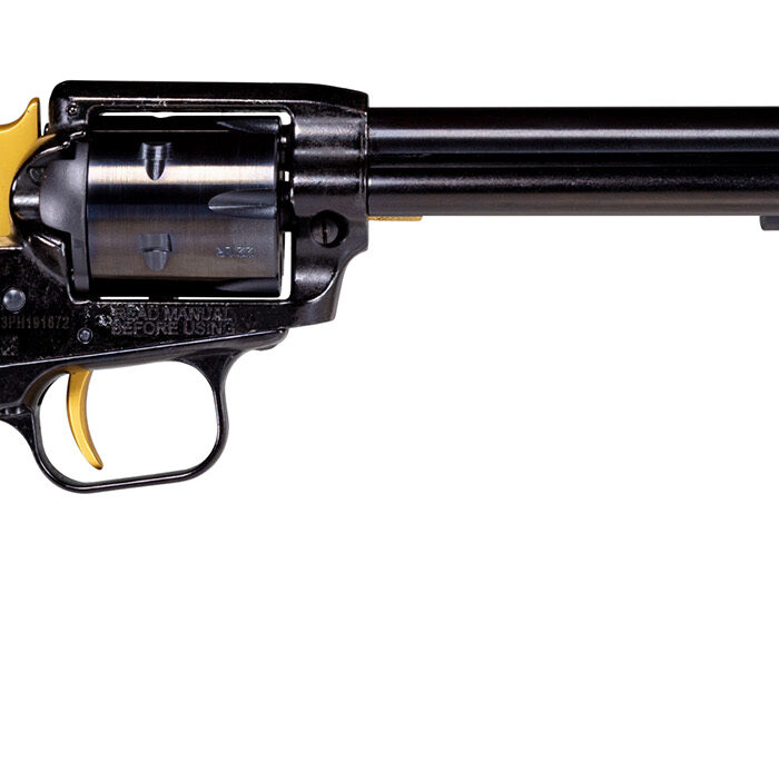 Heritage Mfg RR22B4GLD Rough Rider  22 LR 6 Shot 4.75" Black Oxide Barrel, Cylinder & Frame, Black Laminate Wood Grips Features Gold Accents