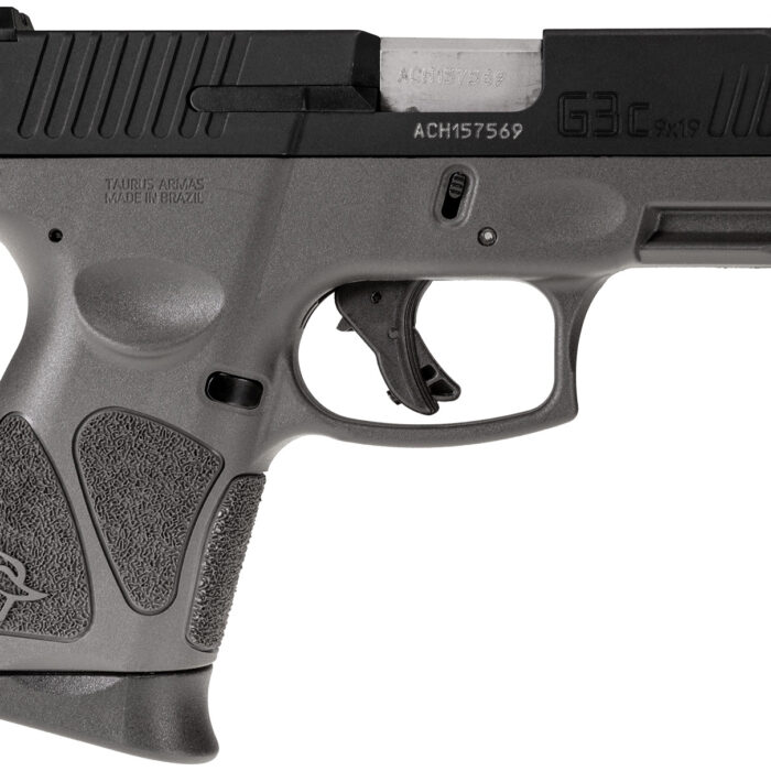 Taurus 1G3C931G G3C  Compact Frame 9mm Luger 12+1 3.26" Matte Stainless Steel Barrel, Matte Black Tenifer Serrated Steel Slide, Gray Polymer Frame w/Picatinny Rail, Gray Polymer Grip, Right Hand