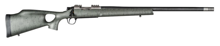 Christensen Arms 8010800106 Summit TI  Full Size 6.5 PRC 3+1, 24" Natural Titanium Steel Threaded Barrel, Natural Titanium Aluminum Receiver, Green w/Black Webbing Fixed Thumbhole Stock