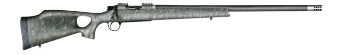 Christensen Arms 8010800107 Summit TI  Full Size 6.5 PRC 3+1, 24" Natural Titanium Steel Threaded Barrel, Natural Titanium Aluminum Receiver, Green w/Black/Tan Webbing Fixed Thumbhole Stock