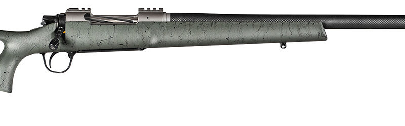 Christensen Arms CA10269815322 Summit TI  Full Size 28 Nosler 3+1, 26" Natural Titanium Steel Threaded Barrel, Natural Titanium Aluminum Receiver, Green w/Black Webbing Fixed Thumbhole Stock