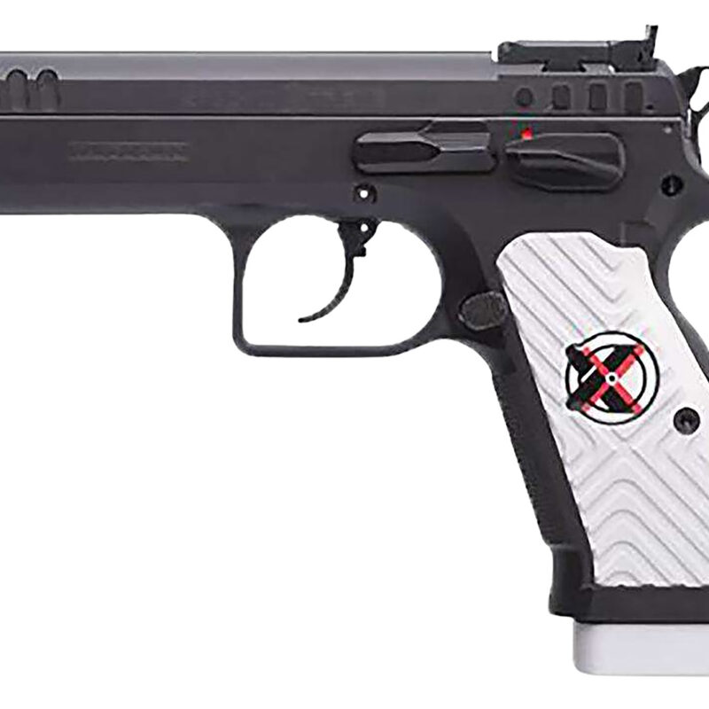 Tanfoglio IFG TFSTOCK2X9 Stock II Xtreme 9mm Luger 16+1/17+1, 4.44" Black Polygonal Rifled Barrel, Black Serrated Slide, Black Steel Frame w/Beavertail, White Polymer Grip