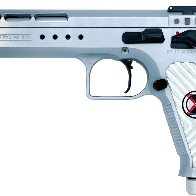 Tanfoglio IFG TFGOLDMX9 Gold Match Xtreme 9mm Luger 16+1 6" Stainless Polygonal Rifled Barrel, Stainless Ported Slide, Stainless Steel Frame w/Beavertail, White Polymer Grip, Right Hand