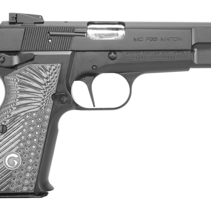 EAA GIRSAN 390465 MCP 35 Match 9mm Luger 15+1, 4.87" Stainless Steel Barrel, Matte Black Serrated Slide, Matte Black Steel Frame w/Beavertail, Black/Gray Checkered Grip, Ambidextrous