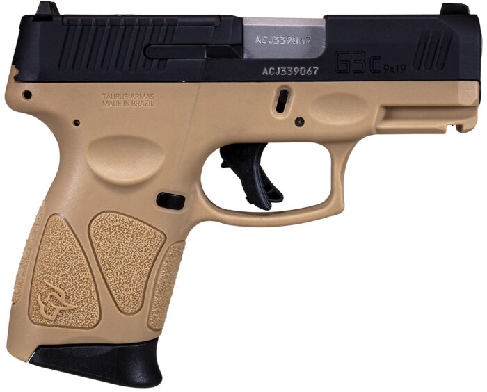 Taurus 1G3CP931T G3C  9mm Luger Caliber with 3.26" Barrel, 12+1 Capacity, Brown Polymer with Picatinny Rail Frame, Serrated Matte Black Tenifer Steel with T.O.R.O Optic Cut Slide, & Brown Polymer Grip