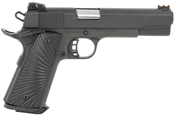 Taylors & Company 230056 1911 Tactical Full Size 10mm Auto 8+1, 5" Stainless Steel Barrel, Black Parkerized Serrated Slide, Black Parkerized Steel Frame w/Beavertail, Black/Gray G10 Grip
