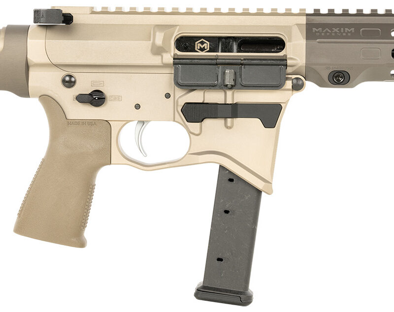 Maxim Defense MXM48173 CPS MD9 9mm Luger Caliber with 5.50" Barrel, Arid Brown Anodized Metal Finish, Black Maxim CQB Brace & Polymer Grip Right Hand